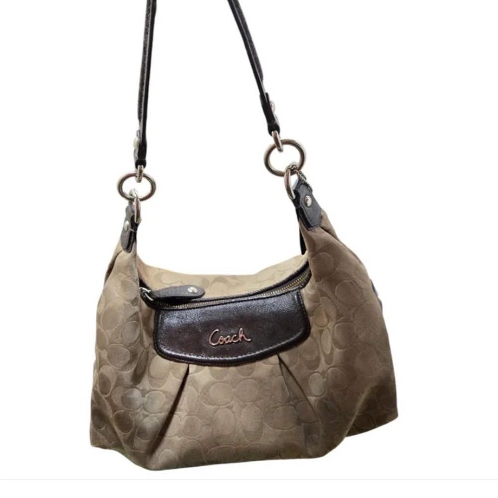 Coach Taupe and Dark Brown Shoulder Bag - Picture 2 of 6